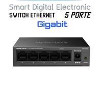 Switch Ethernet 5 Porte Gigabit 10/100/1000 Mbps RJ45 LAN in Metallo