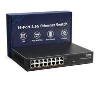 Switch Ethernet non Gestito YuanLey a 16 Porte 2,5GB, 16 Porte 2,5G Base-T, Compatibile con 100/1000/2500Mbps, Struttura in Metallo, Switch di Rete 2,5 Gigabit YuanLey per AP Wireless, PC