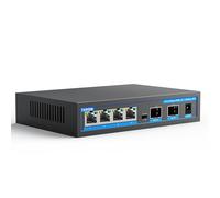 Switch Ethernet PoE 2.5G a 6 porte, 4 switch Poe da 2,5 G Base-T e 2 porte 10G SFP&SFP+, switch di rete multi-velocità, compatibile con Gigabit e 10 Gb, montaggio a parete/desktop, ideale per AP