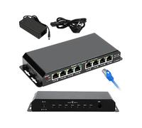 Switch PoE Gigabit Extralink Kratos a 7 porte, 1 collegamento RJ45, 60 W, Plug and Play, doppio fusibile PTC su ogni porta di uscita, corrente massima in ingresso - 2,5 A