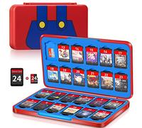 Switch Game Case Holder con 24 slot per cartucce e 24 micro SD Card Storage, sottile organizer portatile per giochi accessori regalo viaggiatori con chiusura magnetica, guscio protettivo rigido e