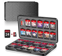Switch Game Case Holder con 24 slot per cartucce e 24 micro SD Card Storage, sottile organizer portatile per giochi accessori regalo viaggiatori con chiusura magnetica, guscio protettivo rigido e
