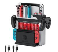 Switch Game Storage con controller Charger per Nintendo Switch e modello OLED, MLIFEMFUL Switch Charging Dock carica 6 Joycon, Switch Gaming Accessories Holder Desk, Switch Game Gift Card Organizer