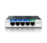 Switch Gigabit a 5 porte, switch Ethernet facile da gestire, hub di rete, splitter Ethernet, Plug & Play, design in metallo senza ventole, VLAN, Qos, supporto PoE, montaggio su scrivania o a parete