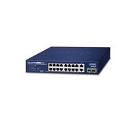 Switch di rete PLANET 16-Port 10/100/1000T 802.3at Non gestito Gigabit Ethernet (10/100/1000) Supporto Power over (PoE) Blu [GSD-2022P]