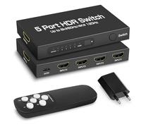 Switch HDMI 2.1 8K@60Hz 4K@120Hz, HDMI Switch 5 in 1 Out, con Telecomando, Supporta 48Gbps e HDCP 2.3 1080P UHD 3D Dolby Atmos Compatibile con PC,Monitor,PS4,TV Stick,Proiettore,HDTV,Lettore Blu-Ray