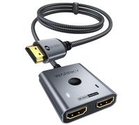 Switch HDMI 4K@60Hz [Alluminio Cavo Fisso in Nylon 1m] Sdoppiatore HDMI