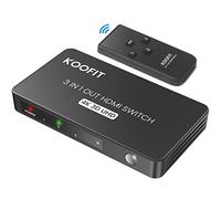 Switch HDMI 4K@60Hz, KOOFIT Sdoppiatore HDMI 3 In 1 Out Automatico HDMI Splitter con Telecomando, 3 Porte HDMI Switch Supporta 4K 3D UHD HDR per PS5 PS4 PS3 Xbox Blu-ray Fire Stick Apple TV