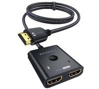 Switch HDMI 4K@60Hz, WARRKY [Alluminio, Cavo Fisso in Nylon 1m] Sdoppiatore HDMI Bidirezionale 2 in 1 out (Uno Schermo alla Volta), Supporto HDR/HDCP 2.2/3D 1080p Per TV, PC, PS5, Xbox
