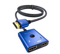 Switch HDMI 4K @ 60Hz, WARRKY HDMI Splitter 2 in 1 Out (1 Display at Time) cavo intrecciato da 3,3 ft in alluminio, HDCP 2.2 2 to 1 Switcher Supports UHD for PS5/4 - Blue