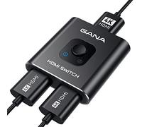 Switch HDMI 4k a 60hz, GANA Alluminio Bidirezionale HDMI Switcher 2 in 1 Out, Hub HDMI manuale Supporta HD Compatibile con Xbox PS5/4/3 Lettore Blu-Ray Fire Stick Roku-Nero
