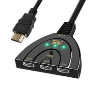 Switch HDMI 4K, Sdoppiatore HDMI 3 in 1 Out, Splitter HD MI Automatico/Manuale, Supporta 4K/3D/UHD/1080P, HD MI Hub Switch per X-box, PS5/4/3, Blu-Ray, Fire-stick, HDTV, App-le TV, Monitor Proiettori