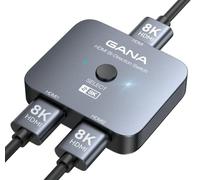 Switch HDMI 8K@60Hz, GANA Sdoppiatore HDMI Switch 4K@144Hz (2 Ingresso a 1 Uscita o 1 in a 2 out) Splitter HDMI Compatibile con Mac, BLU-Ray DVD, PS5/4/3, Xbox 360, Fire Stick, Chromecast, TV, Gray