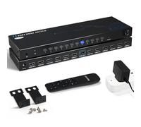 Switch HDMI a 12 Porte e 8 Porte 12 in 1 Out - Selettore HDMI 4K con Telecomando IR, 4K@30Hz Compatibile con laptop, PS5, Xbox, Fire TV, Lettore Blu-ray, Set-top Box, TV, Monitor, Proiettore