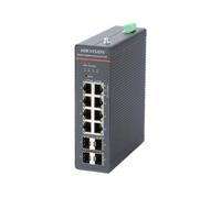 Switch Hikvision DS-3T1512HP-SI-8P4F 12 porte Gigabit PoE industriale DIN HiPoE