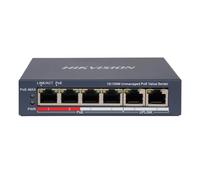 HIKVISION SWITCH 10/100 POE METALLICO L2, UNMANAGED, 4 10/100M RJ45 POE PORTS, 2