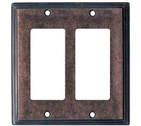 Switch Hits Copertura per interruttore della luce del gradino in rame anticato screziato | 2 GFI Rocker | 12,4 x 12,4 cm | Presa elettrica presa presa presa a muro coperture