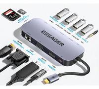 SWITCH HUB ESSAGER 11in1 CAVETTO ADATTATORE USB / C HDMI LAN RJ45 VGA SD PD AUX