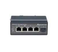 Switch industriale LevelOne IGP-0501 4 porte Gigabit PoE+ 1 SFP IP30 metallo DIN rail