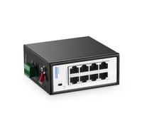 Switch industriale Mini PoE+ a 8 porte, 10/100 Mbit/s, Fast Ethernet, montaggio su guida DIN e a parete, non gestito, IP30 (-40 a 85 °C), robusto switch PoE industriale YuLinca