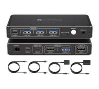 Switch KVM 1 Monitor 2 Computer 4K @ 60Hz USB C HDMI Switch KVM 2 porte per 1 Laptop 1 Desktop Condividi 1 Monitor Tastiera Mouse Hard Drive Supporto Stampante Ricarica 100W per Laptop