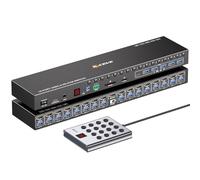 Switch KVM 16 Porte HDMI 4K@60Hz EDID Simulazione, 1U Rack Mount USB 3.0 HDMI KVM Switch per 16 Computer/Server, con 6 Porte USB3.0, TF/SD, Audio RS232, con Alimentatore 12V, controller e 16 Cavo USB