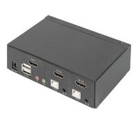 DIGITUS KVM-Switch HDMI - 2-Port Single-Display - 2 PC 1 Monitor - 1x Maus, Tast