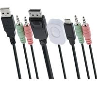 InLine 63615I - Switch KVM a 2 vie, USB-C + DisplayPort a DisplayPort 1.2, 4K, con audio, cavo integrato