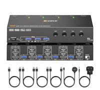 Switch KVM 3 monitor 4 computer 4K @ 60Hz, simulazione EDID, USB 3.0 HDMI Displayport KVM Switch triplo monitor per 4 PC Share 3 monitor e tastiera mouse stampante, con telecomando cablato e 4 cavi