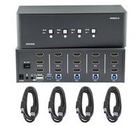 Switch KVM 3 Monitor, 4 computer, HDMI 4K @ 60Hz KVM Switch con 4 porte USB 3.0 e audio da 3,5 mm, 2 computer condividono un set di Leyboard, mouse e 1 monitor, supporta Windows/Mac/Linux