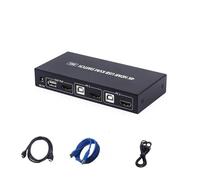 Switch KVM a 2 porte, convertitore USB compatibile con, HD, due computer host condividono tastiera, mouse, display, stampante USB, dispositivo di condivisione,Cambia senza problemi