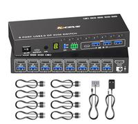 Switch KVM a 8 porte Displayport 4K@60Hz EDID Simulazione, MLEEDA USB 3.0 DP KVM Switch 8 PC Condividi 1 monitor e 4 dispositivi USB, con telecomando audio RS232 cablato alimentatore di rete 12 V DC e
