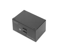 DIGITUS KVM Switch HDMI - Doppio display a 2 porte - 2 PC 2 monitor - 1x mouse, tastiera e audio per 2 computer - UHD 4K@30Hz (3840 x 2160p) - Hot-Key KVM Switch - 1x Hub USB 2.0 - Nero