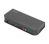 DIGITUS Switch KVM HDMI - 2 porte singolo display - 2 PC 1 monitor - 1x mouse, tastiera e audio per 2 computer - UHD 4K@60Hz (4096 x 2160p) - Commutatore hot-key - 2x hub USB 3.0 - Nero