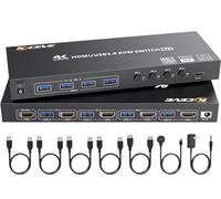 Switch KVM HDMI 4 computer 4K a 60Hz 2K a 120Hz, simulazione EDID, MLEEDA 4 porte USB3.0 KVM Switch per 4 PC Condividi 1 Monitor e Tastiera Mouse Stampante, con telecomando cablato, adattatore di