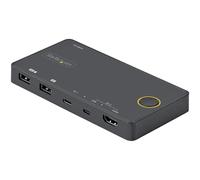 StarTech.com Switch KVM ibrido USB-A + HDMI e USB-C a 2 porte - Monitor singolo HDMI 2.0 4K 60Hz - Switch KVM compatto per desk