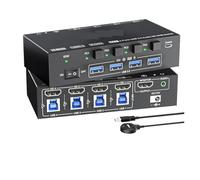 Switch KVM Switch KVM 8K a 4 porte con, box KVM USB 3.0 con emulatore EDID for 4 computer con mouse, tastiera e monitor condivisi