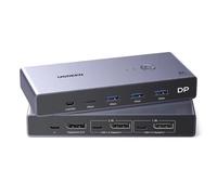 UGREEN Switch KVM Displayport 8K 60Hz 2 Ingressi 1 Uscita Switcher DP 1.4 4K 240Hz 1 Porta Tipo C 3 Porte USB A per Tastiera Mouse Disco Rigido Stampante Monitor con Controller e 2 Cavi 1M