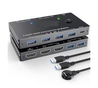 Switch KVM USB 3.0 8K60Hz con switch for 2 computer che condividono 1 monitor, tastiera e mouse cavi,Flessibile