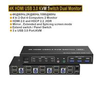 Switch KVM USB 3.0 a 4 porte DP 4X2 doppio monitor 4K a 60Hz Display esteso ingressi 2 uscite for PC condivisi tastiera mouse,Flessibile(ZY-AH42U)