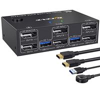 Switch KVM USB 3.0 DP 2 PC 2 monitor, display 4K @144Hz Extended Display, Dual Monitor KVM Switch Displayport 1.4, Switch KVM 2 monitor per 4 dispositivi USB, tastiera mouse, con 2 cavi USB3.0 e 2 DP