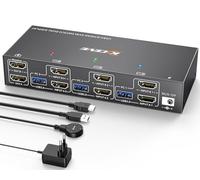 Switch KVM USB 3.0 HDMI 3 PC 2 monitor, simulazione EDID, 4K @60Hz Extended Display, HDMI 2.0, Dual Monitor KVM Switch 3 PC parti tastiera senza fili, mouse, stampante, con cavo remoto e 5 cavi