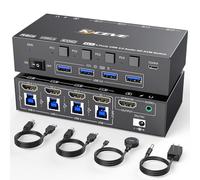 Switch KVM USB 3.0 HDMI 4 porte 8K a 60 Hz, Camgeet 4 PC 1 monitor Switch KVM HDMI, simulazione EDID, per 4 computer condividono 1 monitor e 4 porte USB 3.0, con telecomando cablato, cavi USB 3.0