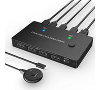 Switch KVM USB C 4K a 60 Hz, switcher USB C per 2 computer che condividono 1 monitor HD HDMI e 4 dispositivi USB, con erogazione di potenza da 100 W, switch USB-C con cavo USB-C, cavo HDMI 2.0