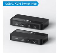 Switch KVM USB C per 1 monitor 2 computer Switch KVM HDMI 4K con hub USB Supporto di ricarica PD compatibile con tastiera mouse stampante(black)