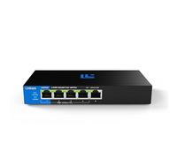 Switch Linksys PoE+ Gigabit non gestito a 5 porte | Ethernet a risparmio energetico | Controllo di flusso Full-Duplex | Ideale per piccoli uffici e uffici domestici | Design senza ventola e involucro