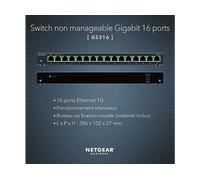 NETGEAR Switch Gigabit a 16 porte (GS316), Switch di rete, Switch Ethernet, Hub, Splitter, Desktop e Protezione ProSAFE a vita