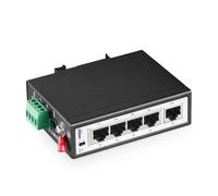 Switch per guida DIN mini gigabit industriale a 5 porte, 4 porte da 100/1000 Mbit/s, 1 uplink Gigabit, guida DIN e supporto da parete inclusi, switch Ethernet industriale non gestito