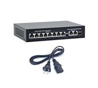 Switch PoE a 10 porte, 8 porte PoE+ 2 Uplink Switch PoE 1000mbps non gestito, IEEE802.3af/at