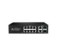 Switch Poe a 10 Porte Switch di Rete Gigabit Poe VLAN con SFP 10/100/1000Mbps (Color : 8 Poe 2 SFP Black)